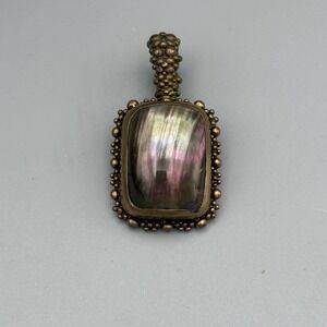 Stephen Dweck Bronze Penant Enhancer Brown Silver Mother of Pearl Brutalist